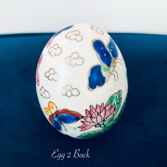 Vintage Handpainted Porcelain Eggs (Set of 4) | Collectible Chinoiserie | - Picture 5 of 9